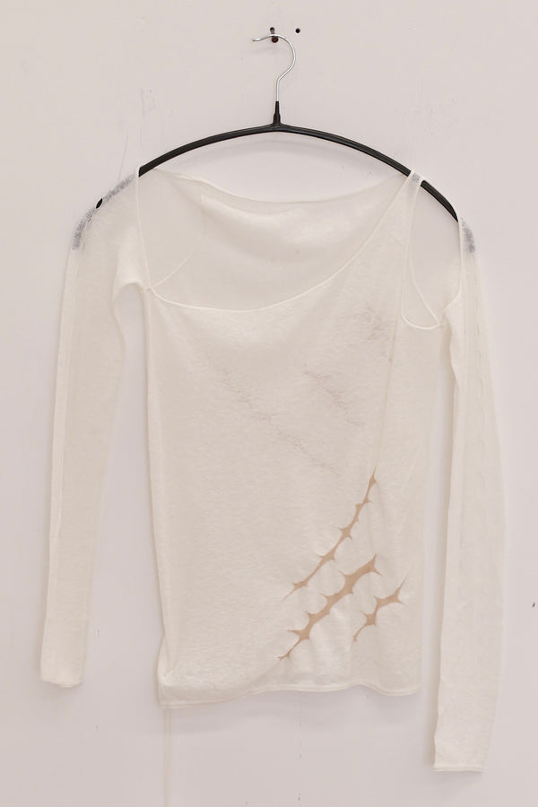 RUI built 25 spring and summer thorn intarsia off-shoulder long sleeve RUI-RSS25KN02-BAI Vapor white